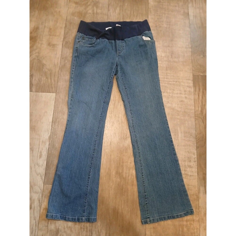 Oh! Mamma Womens Medium Maternity Jeans Flared Leg Belly Band Blue